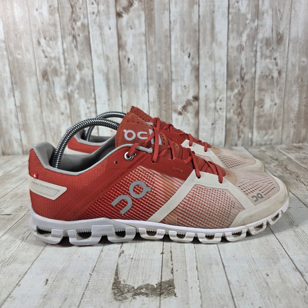 On Running Cloudflow Womens 10.5‎ Orange Tan Mesh CloudTec Sneakers Shoes